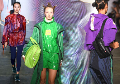 Colorful Neon -- 2019 S/S Material Trend for Women's Sports Coat on Catwalk