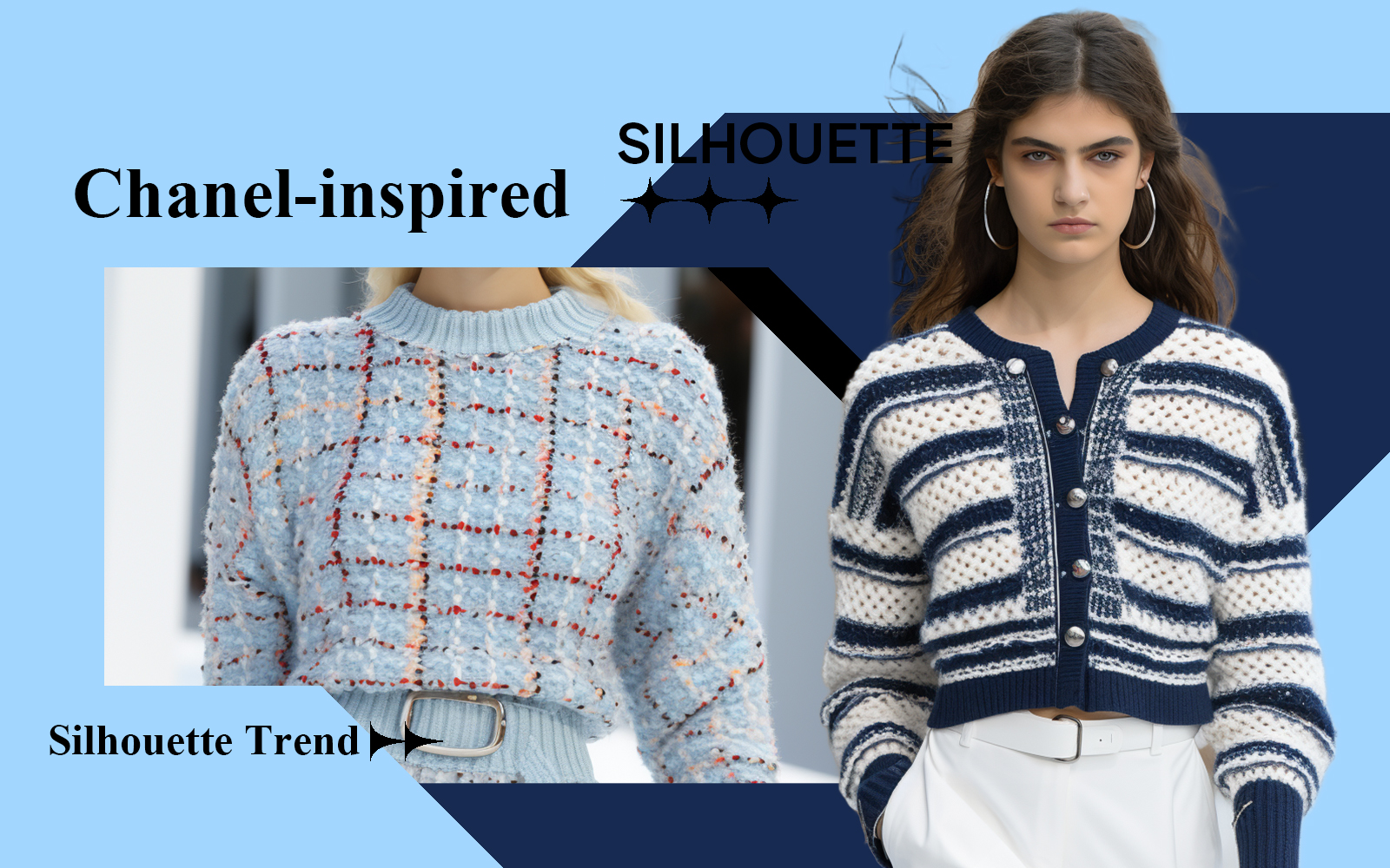Chanel-inspired Knitwear -- A/W 24/25 Silhouette Trend for AI Womenswear