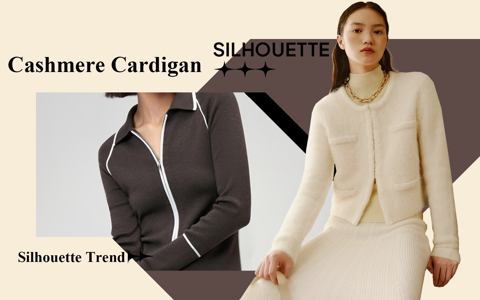 Cashmere Cardigan -- A/W 24/25 Silhouette Trend for Women's Knitwear