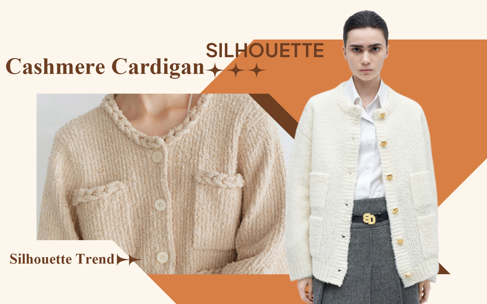 Cashmere Cardigan -- The Silhouette Trend for Women's Knitwear