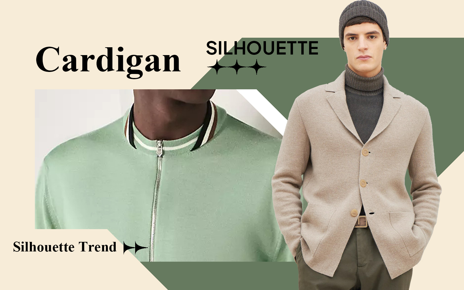 Cardigan 2025 Spring/Summer Silhouette Trend for Men's Knitwear